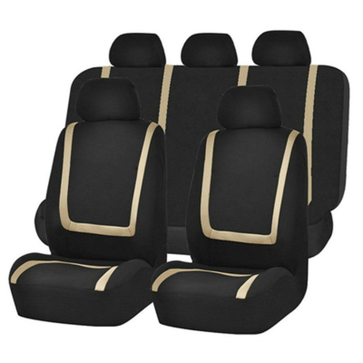 Universal Car Seat Cover Polyester Fabric Automobile Seat Covers Car Seat Cover Vehicle Seat Protector Interior Accessories 9pcs Set Beige by buy2fix