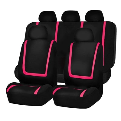 Universal Car Seat Cover Polyester Fabric Automobile Seat Covers Car Seat Cover Vehicle Seat Protector Interior Accessories 9pcs Set Pink by buy2fix