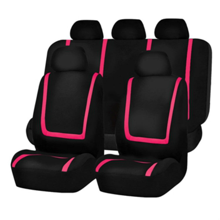 Universal Car Seat Cover Polyester Fabric Automobile Seat Covers Car Seat Cover Vehicle Seat Protector Interior Accessories 9pcs Set Pink by buy2fix
