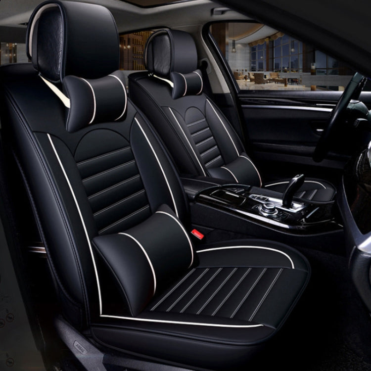 Universal PU Leather Car Seat Cover Black White Deluxe by buy2fix