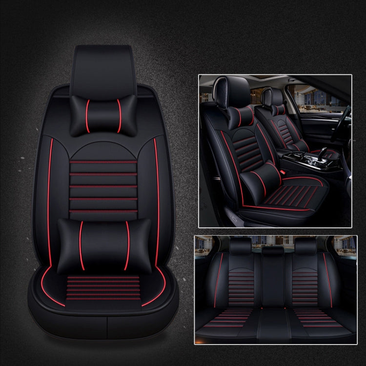 Universal PU Leather Car Seat Cover Black Red Deluxe by buy2fix