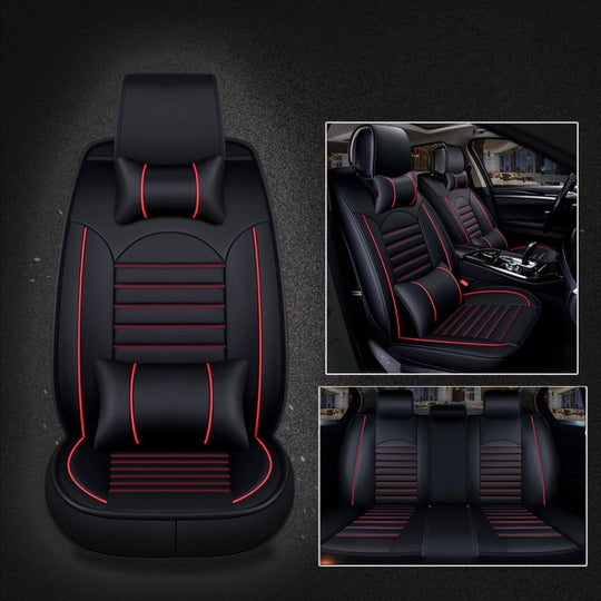Universal PU Leather Car Seat Cover Black Red Deluxe