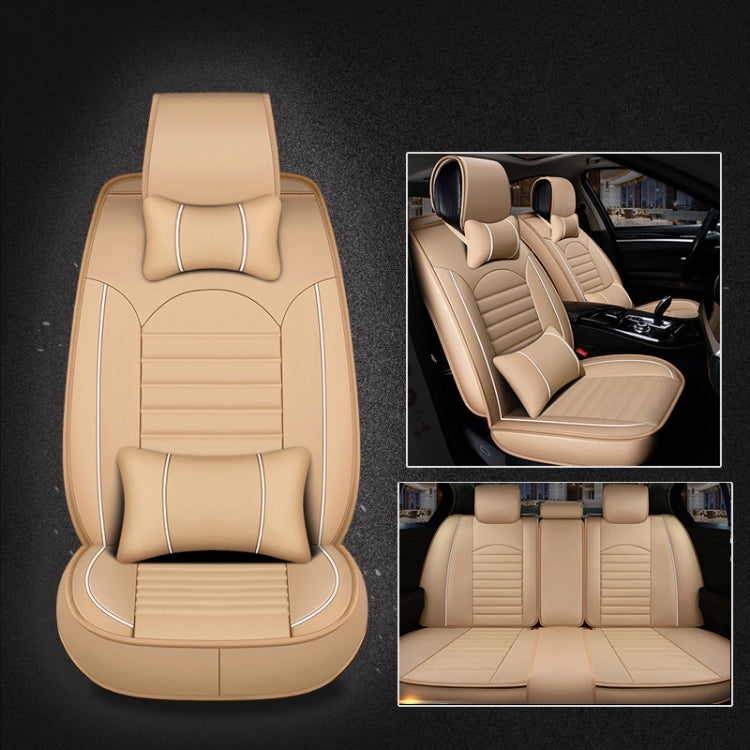 Universal PU Leather Car Seat Cover Beige Deluxe by buy2fix