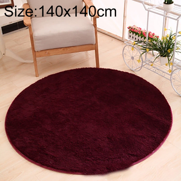 KSolid Round Carpet Soft Fleece Mat Anti-Slip Area Rug Kids Bedroom Door Mats, Size:Diameter: 140cm(Wine Red) - Mats by buy2fix | Online Shopping UK | buy2fix