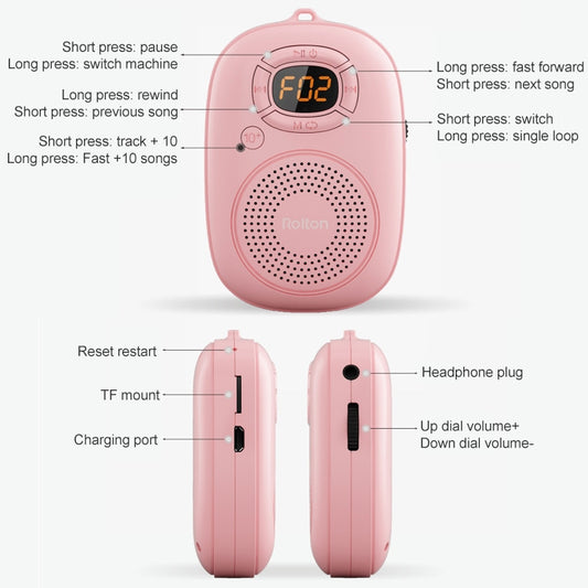 Rolton E200 Mobile Phone Wireless Bluetooth Speaker Mini Portable Outdoor Small Audio Subwoofer Speaker(Pink) - Mini Speaker by Rolton | Online Shopping UK | buy2fix