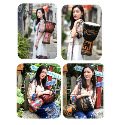 Engraved African Drum Children Kindergarten Percussion Instruments Sheepskin Tambourine, Random Delivery, Size:Big 8 In by buy2fix