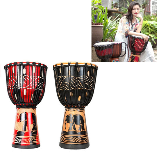 Engraved African Drum Children Kindergarten Percussion Instruments Sheepskin Tambourine, Random Delivery, Size:Big 12 In