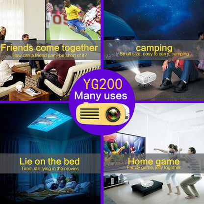 YG200 Portable LED Pocket Mini Projector AV USB SD HDMI Video Movie Game Home Theater Video Projector, US Plug(Black and White) - LED Projector by buy2fix | Online Shopping UK | buy2fix