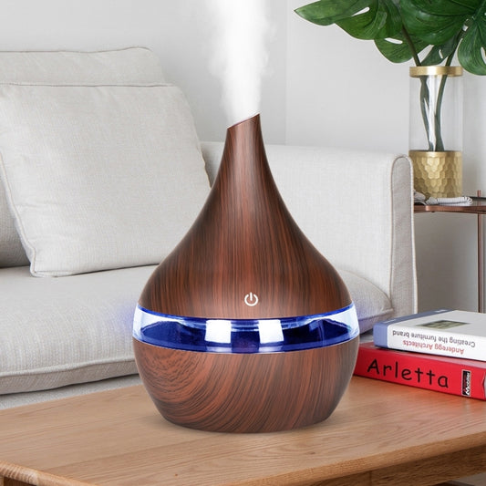 300ml USB Electric Aroma Air Diffuser Wood Ultrasonic Air Humidifier Essential Oil Aromatherapy Cool Mist Maker(White) - Air Purifiers & Accessories by buy2fix | Online Shopping UK | buy2fix