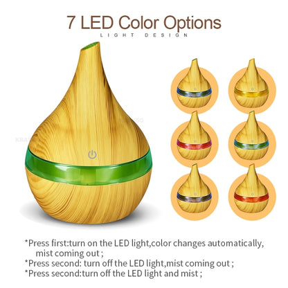 300ml USB Electric Aroma Air Diffuser Wood Ultrasonic Air Humidifier Essential Oil Aromatherapy Cool Mist Maker(Oblique Deep Wood Grain) - Air Purifiers & Accessories by buy2fix | Online Shopping UK | buy2fix