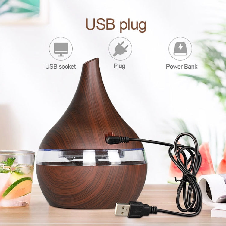 300ml USB Electric Aroma Air Diffuser Wood Ultrasonic Air Humidifier Essential Oil Aromatherapy Cool Mist Maker(Oblique Deep Wood Grain) - Air Purifiers & Accessories by buy2fix | Online Shopping UK | buy2fix
