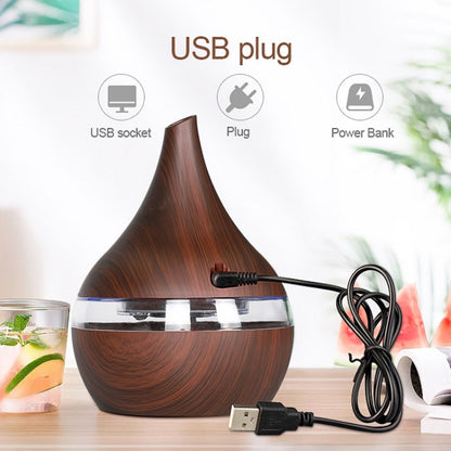 300ml USB Electric Aroma Air Diffuser Wood Ultrasonic Air Humidifier Essential Oil Aromatherapy Cool Mist Maker(Oblique Deep Wood Grain) - Air Purifiers & Accessories by buy2fix | Online Shopping UK | buy2fix