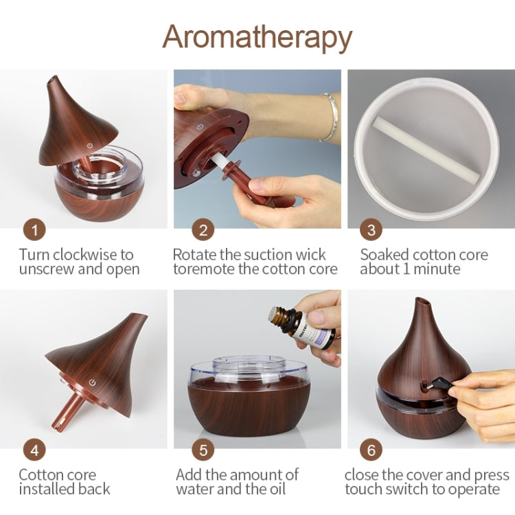 300ml USB Electric Aroma Air Diffuser Wood Ultrasonic Air Humidifier Essential Oil Aromatherapy Cool Mist Maker(Oblique Deep Wood Grain) - Air Purifiers & Accessories by buy2fix | Online Shopping UK | buy2fix