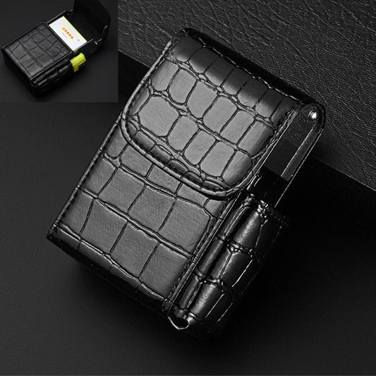 PU Leather Cigarette Case Lighter Case Business Card Case(Stone Pattern Black) - Cigarette Box & Ashtrays by buy2fix | Online Shopping UK | buy2fix