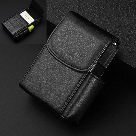 PU Leather Cigarette Case Lighter Case Business Card Case(Lychee Pattern Black) - Cigarette Box & Ashtrays by buy2fix | Online Shopping UK | buy2fix