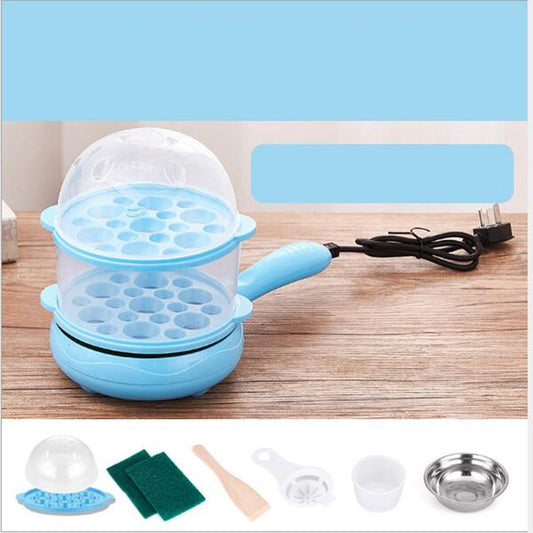 Multifunction Mini  Non-Stick Frying Pan Boiler Steamer Cooker Poached Eggpot(Blue double storey package) - Induction Cookers by buy2fix | Online Shopping UK | buy2fix