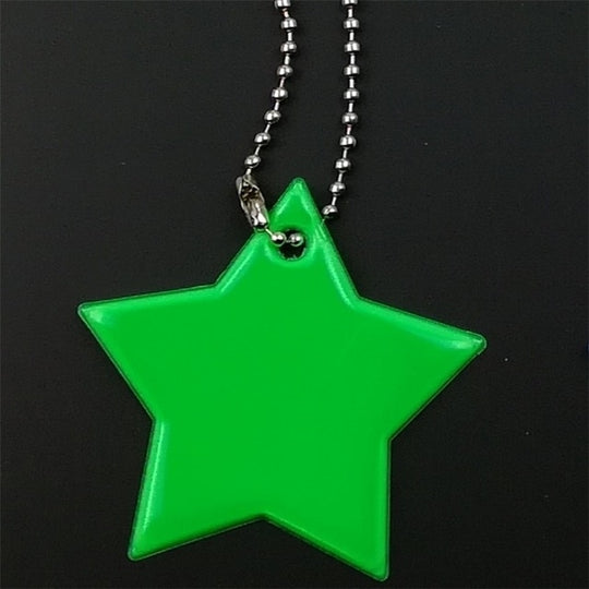 2 PCS Little Star Soft PVC Reflector Reflective Keychain Bag Pendant Accessories High Visibility Keyrings(green)
