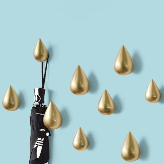 Creative Water Droplets Wall Hooks Home Decoration Resin Mural 3D Coat Hook Single Hooks Wall Hanger, Size:Big Size(Gold) - Shelf & Hooks by buy2fix | Online Shopping UK | buy2fix
