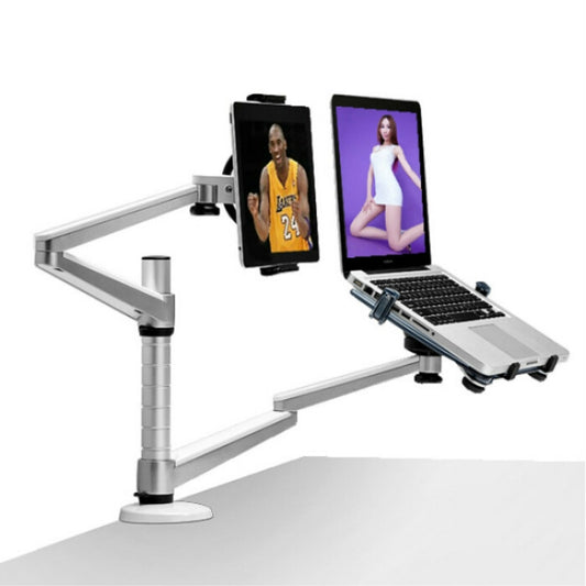 OA-9X Aluminum Alloy Height Adjustable Universal Rotation Double Arm Holder Notebook Tablet Combination Stand by buy2fix