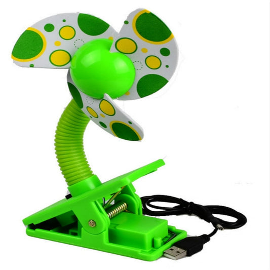 Baby Crib Stroller Fan Mini Portable Clip USBCharging Dormitory Office Small Electric Fan(Green) by buy2fix