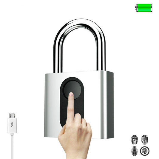 USB Rechargeable Door Lock Fingerprint Padlock Quick Unlock Security Keyless Smart Metal Lock - Padlocks by buy2fix | Online Shopping UK | buy2fix