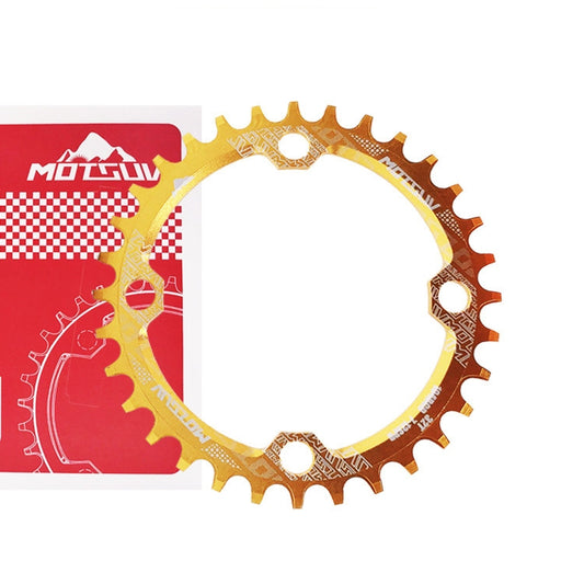 MOTSUV Narrow Wide Chainring MTB  Bicycle 104BCD Tooth Plate Parts(Yellow) - Bicycle Brake Parts by buy2fix | Online Shopping UK | buy2fix