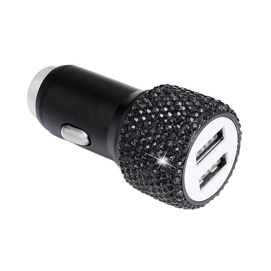 Diamond Car Dual USB Charge Mobile Phone Safety Hammer Charger(black) - Car Charger by buy2fix | Online Shopping UK | buy2fix
