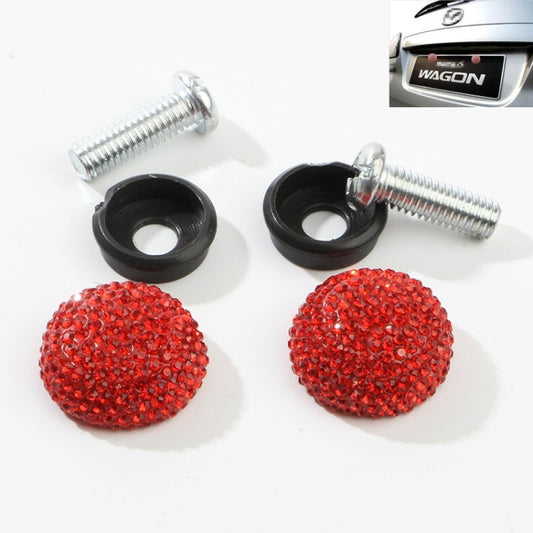Car License Plate Modification Screw Cap Diamond-encrusted Solid Seal Anti-theft Screws(Red) by buy2fix