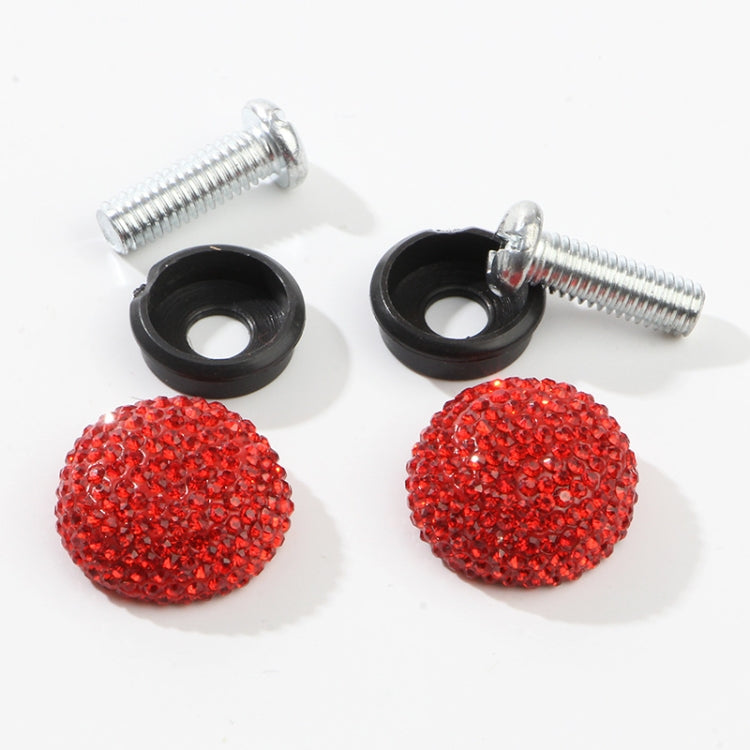Car License Plate Modification Screw Cap Diamond-encrusted Solid Seal Anti-theft Screws(Red) by buy2fix