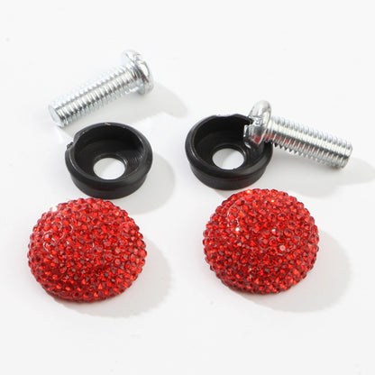 Car License Plate Modification Screw Cap Diamond-encrusted Solid Seal Anti-theft Screws(Red) by buy2fix