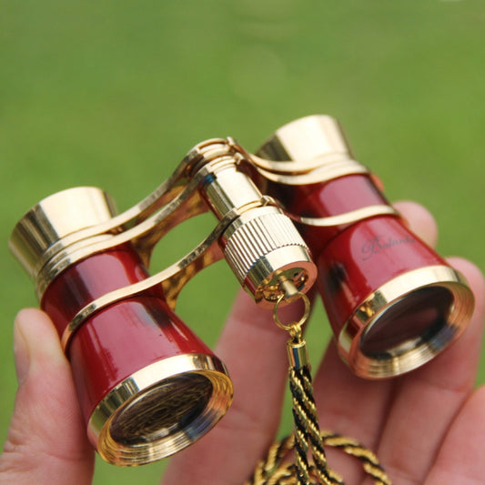 Metal 3X25 Belt Gold Plating Red Classical Gift Mirror Telescope - Binoculars by buy2fix | Online Shopping UK | buy2fix