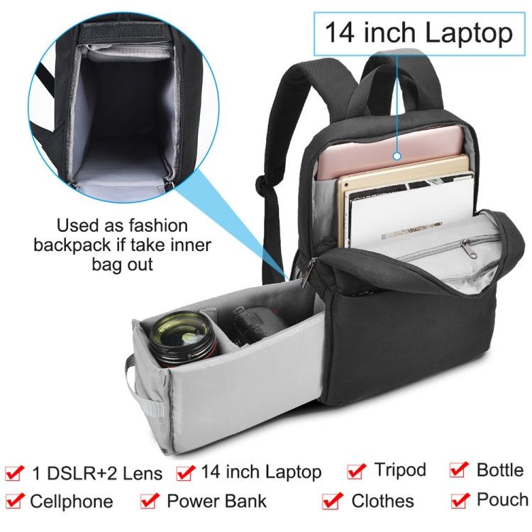 CADeN L4 Double-layer Casual Computer Backpack Multi-function Digital Camera Bag (Black) - Backpack by CADeN | Online Shopping UK | buy2fix