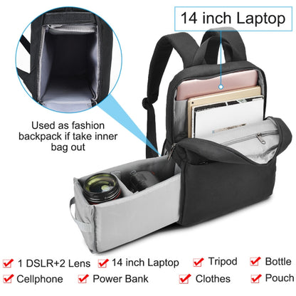 CADeN L4 Double-layer Casual Computer Backpack Multi-function Digital Camera Bag (Black) - Backpack by CADeN | Online Shopping UK | buy2fix