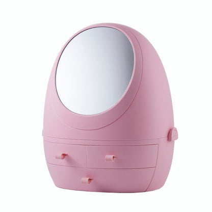 Desktop Dustproof Portable Cosmetic Storage Box With Mirror, Colour: Pink Single Mirror - Storage Boxes by buy2fix | Online Shopping UK | buy2fix