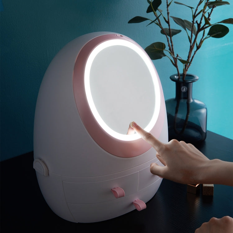 Desktop Dustproof Portable Cosmetic Storage Box With Mirror, Colour: Pink Single Mirror - Storage Boxes by buy2fix | Online Shopping UK | buy2fix