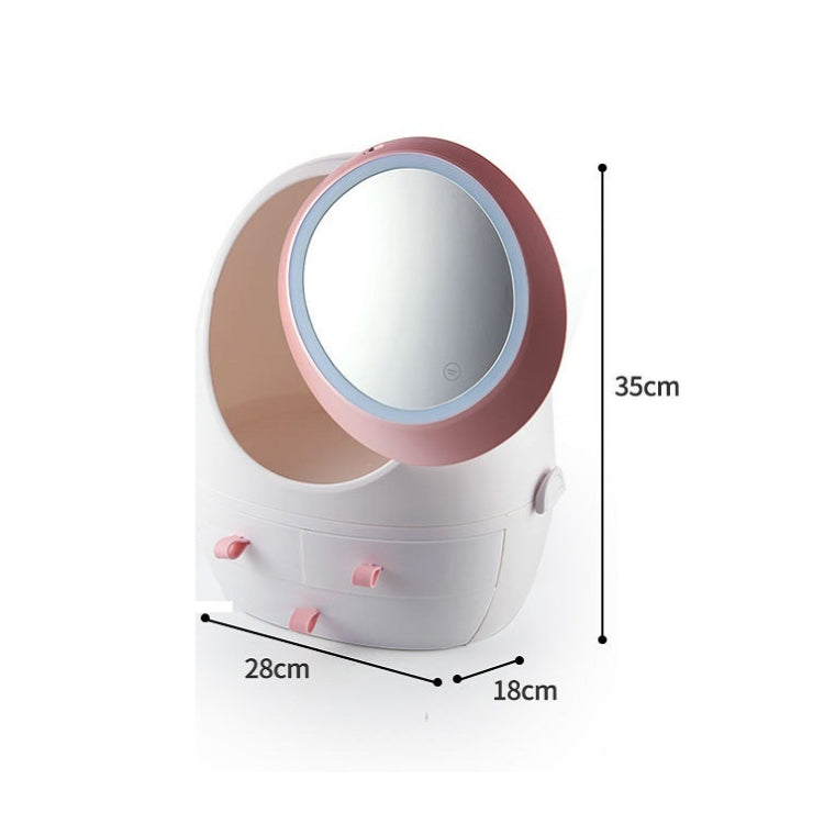 Desktop Dustproof Portable Cosmetic Storage Box With Mirror, Colour: Pink Single Mirror - Storage Boxes by buy2fix | Online Shopping UK | buy2fix
