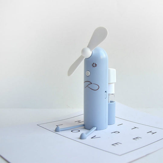 Creative Mobile Phone Bracket Cartoon Spray Mini Fan Portable Usb Fan(Blue)