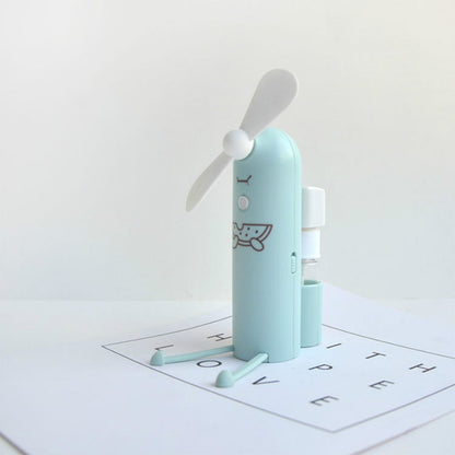Creative Mobile Phone Bracket Cartoon Spray Mini Fan Portable Usb Fan(Green) by buy2fix