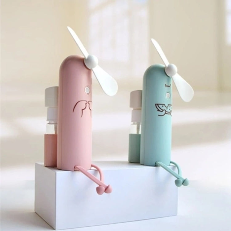 Creative Mobile Phone Bracket Cartoon Spray Mini Fan Portable Usb Fan(Green) by buy2fix