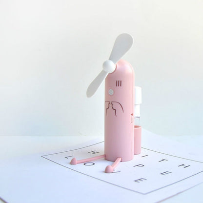 Creative Mobile Phone Bracket Cartoon Spray Mini Fan Portable Usb Fan(Pink) by buy2fix