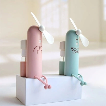 Creative Mobile Phone Bracket Cartoon Spray Mini Fan Portable Usb Fan(Pink) by buy2fix