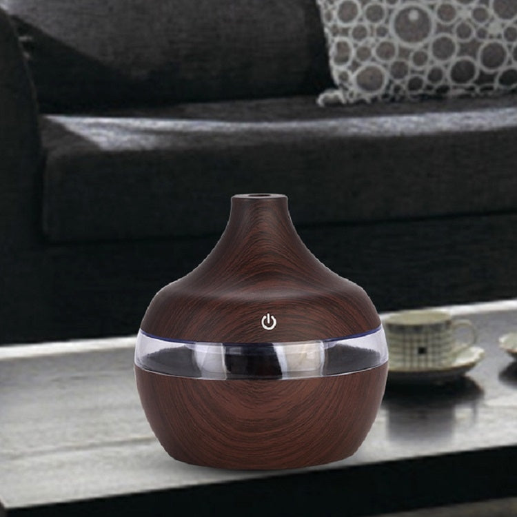 300ML Waterdrop Shape USB Wood Grain Aromatherapy Air Purifier Mute Humidifier, Color: Deep Wood Grain - Air Purifiers & Accessories by buy2fix | Online Shopping UK | buy2fix