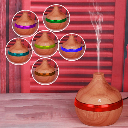 300ML Waterdrop Shape USB Wood Grain Aromatherapy Air Purifier Mute Humidifier, Color: Deep Wood Grain - Air Purifiers & Accessories by buy2fix | Online Shopping UK | buy2fix