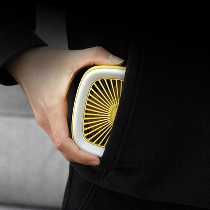 USB Rechargeable Desktop Fan Multifunctional Handheld Pocket Fan(Yellow) by buy2fix