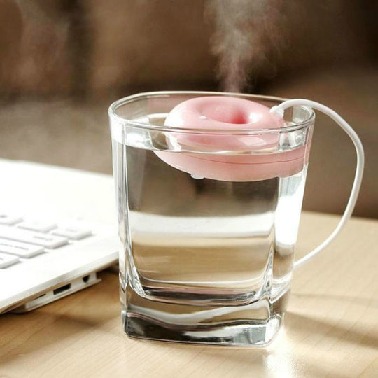 Mini humidificateur d'air USB en forme de beignet, purificateur de diffuseur d'arôme (rose)