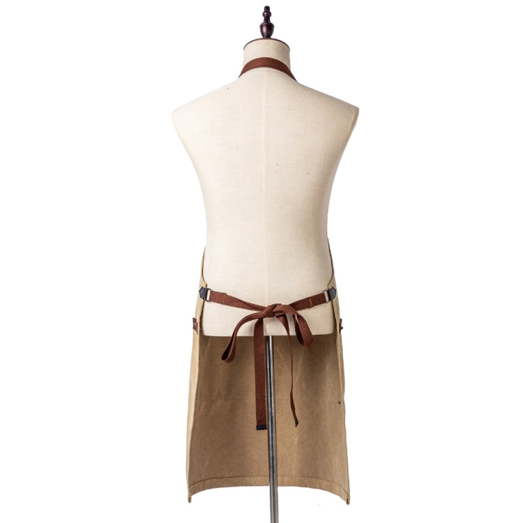 Washed Canvas Apron Chef Cafe Shop BBQ Hairdresser Aprons(Black) - Aprons & Caps by buy2fix | Online Shopping UK | buy2fix