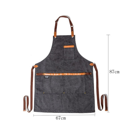 Washed Canvas Apron Chef Cafe Shop BBQ Hairdresser Aprons(Black) - Aprons & Caps by buy2fix | Online Shopping UK | buy2fix