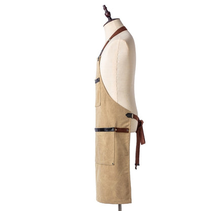 Washed Canvas Apron Chef Cafe Shop BBQ Hairdresser Aprons(Black) - Aprons & Caps by buy2fix | Online Shopping UK | buy2fix
