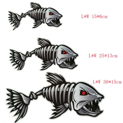 10 PCS Horror Skeleton Shark Fishing Daren Cover Scratch Reflective Waterproof Personality Body Sticker 15*6cm by buy2fix