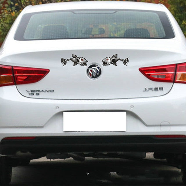 10 PCS Horror Skeleton Shark Fishing Daren Cover Scratch Reflective Waterproof Personality Body Sticker 15*6cm by buy2fix